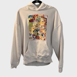 Nickelodeon 90s Characters Graphic Hoodie Medium All Over Print Sweatshirt